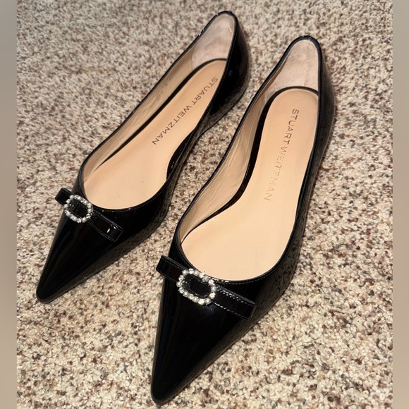 Stuart Weitzman Black Heels with Embellished Buckle - Picture 2 of 4